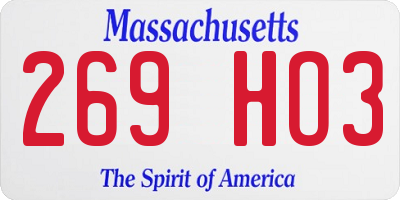 MA license plate 269HO3