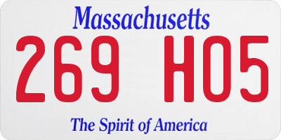 MA license plate 269HO5