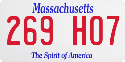 MA license plate 269HO7