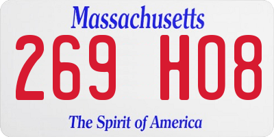 MA license plate 269HO8