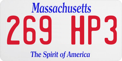 MA license plate 269HP3