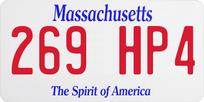 MA license plate 269HP4
