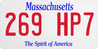 MA license plate 269HP7
