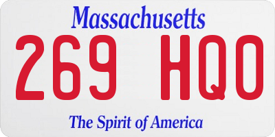 MA license plate 269HQ0