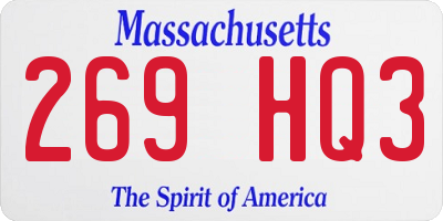 MA license plate 269HQ3
