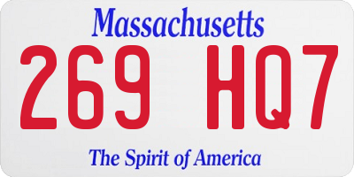 MA license plate 269HQ7