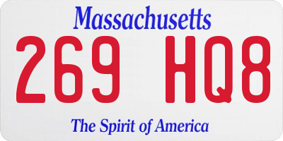 MA license plate 269HQ8