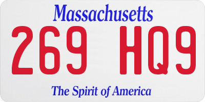 MA license plate 269HQ9