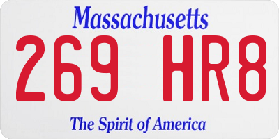 MA license plate 269HR8