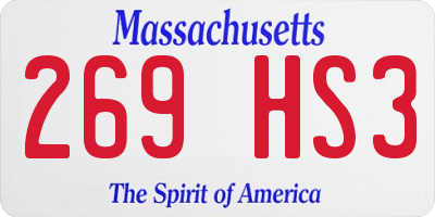MA license plate 269HS3