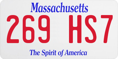 MA license plate 269HS7