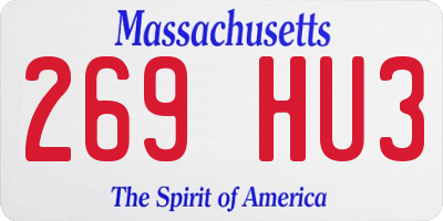 MA license plate 269HU3