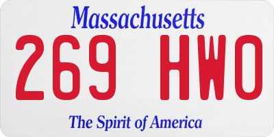MA license plate 269HW0