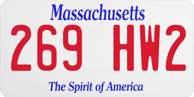 MA license plate 269HW2