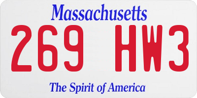 MA license plate 269HW3