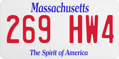 MA license plate 269HW4