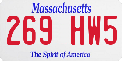 MA license plate 269HW5