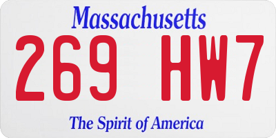 MA license plate 269HW7