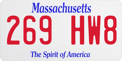 MA license plate 269HW8
