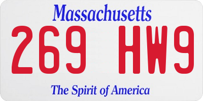MA license plate 269HW9