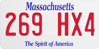MA license plate 269HX4