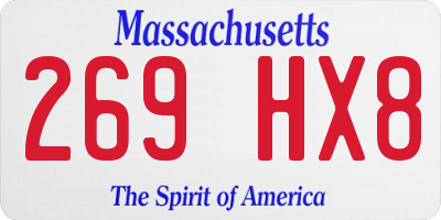 MA license plate 269HX8