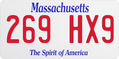 MA license plate 269HX9