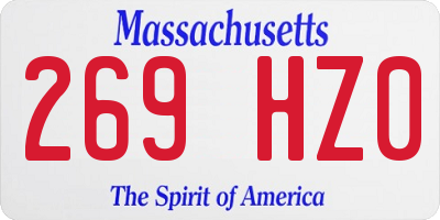 MA license plate 269HZ0