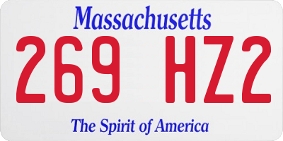 MA license plate 269HZ2