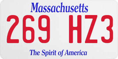 MA license plate 269HZ3