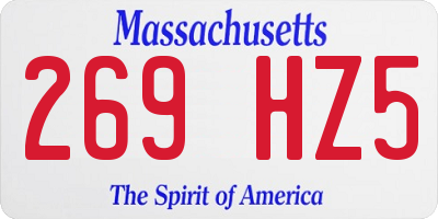 MA license plate 269HZ5