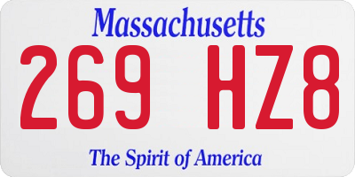 MA license plate 269HZ8