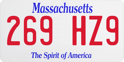MA license plate 269HZ9