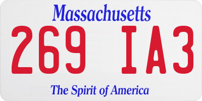 MA license plate 269IA3