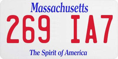 MA license plate 269IA7