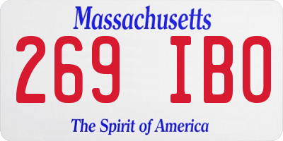 MA license plate 269IB0