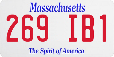 MA license plate 269IB1
