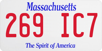 MA license plate 269IC7