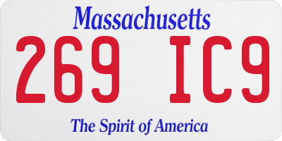 MA license plate 269IC9