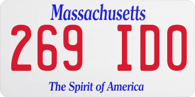 MA license plate 269ID0