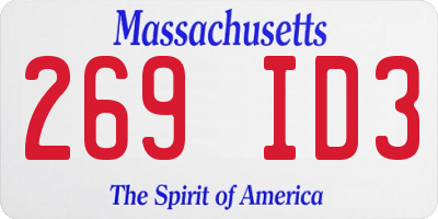 MA license plate 269ID3