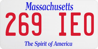 MA license plate 269IE0