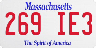 MA license plate 269IE3