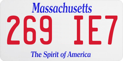 MA license plate 269IE7