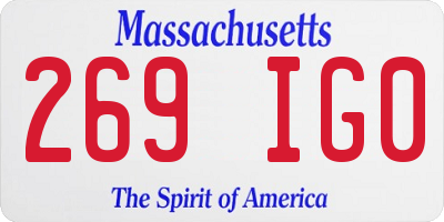 MA license plate 269IG0