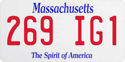 MA license plate 269IG1