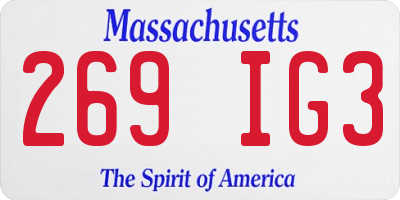 MA license plate 269IG3