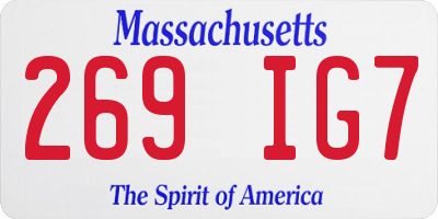 MA license plate 269IG7