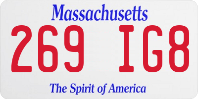 MA license plate 269IG8