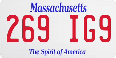 MA license plate 269IG9